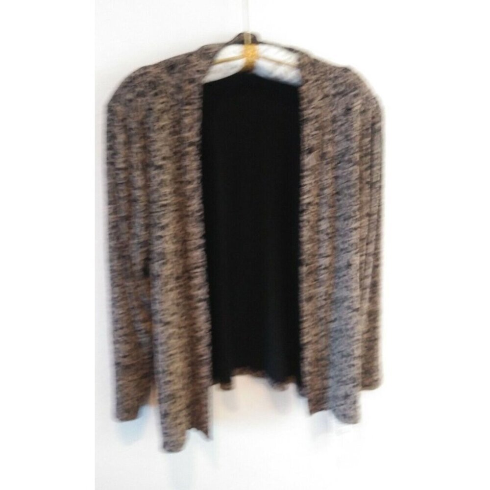 New Made in Heaven Plus Size 1X Black Ivory Floral Open Front Cardigan Sweater